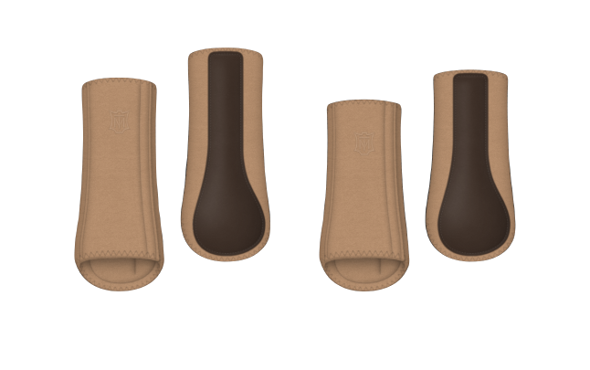 Ochraniacze MATTES HI-PRO piaskowo-brązowe przód + tył.png