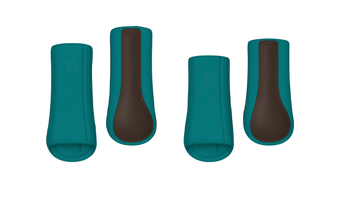 Ochraniacze MATTES HI-PRO petrol-brązowe przód + tył.png