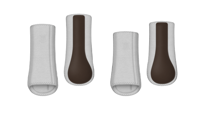 Ochraniacze MATTES HI-PRO srebrno-brązowe przód + tył.png