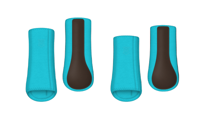 Ochraniacze MATTES HI-PRO turkusowo-brązowe przód + tył.png