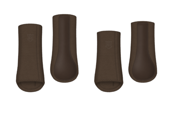 Ochraniacze MATTES HI-PRO taupe-brązowe przód + tył.png